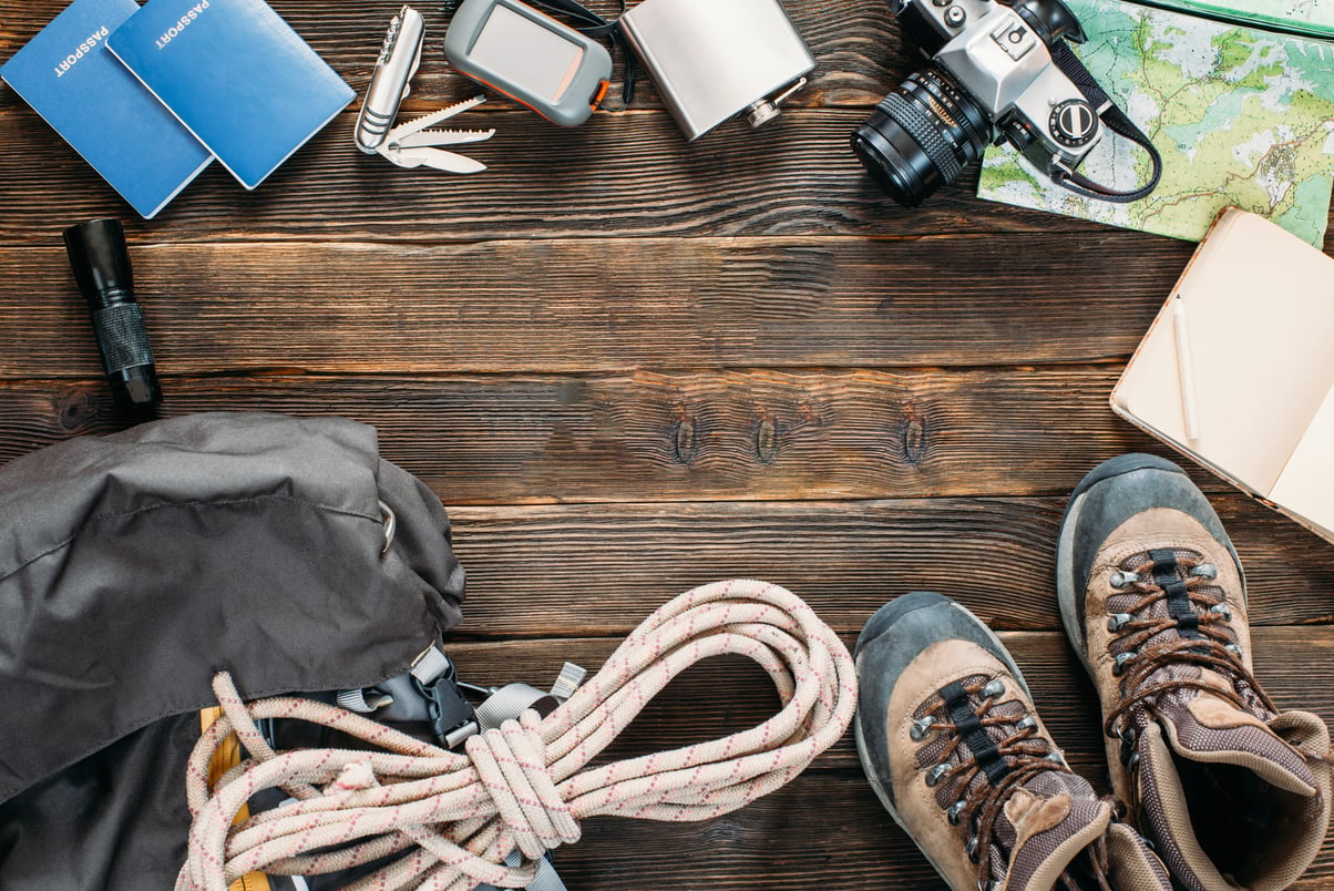 Top View of  Travel Survival Gear